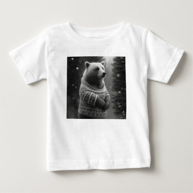 T-shirt Pour Bébé Ours adorable portant un doux douillet (Devant)