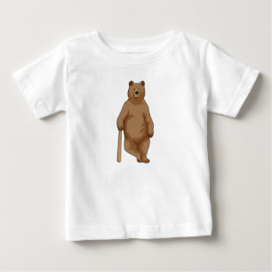 T-shirt Pour Bébé Ours au baseball avec batte de baseball