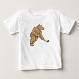 T-shirt Pour Bébé Ours au hockey avec chauve-souris de hockey