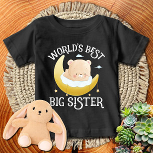 T-shirt Pour Bébé Ours Blanc + Lune. Meilleure Grande Soeur du Monde