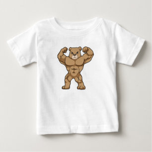 T-shirt Pour Bébé Ours comme Bodybuilder avec de grands Muscles