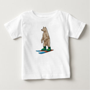 T-shirt Pour Bébé Ours comme skieur avec ski