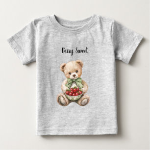 T-shirt Pour Bébé Ours en peluche à l'arc vert doux baie fraises rou