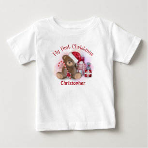 T-shirt Pour Bébé Ours en peluche personnalisé pour le premier Noël 