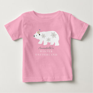 T-shirt Pour Bébé Ours Polaire Hiver Onederland Rose 1er Anniversair