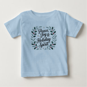 T-shirt Pour Bébé Paix, Joie et Esprit de Fêtes