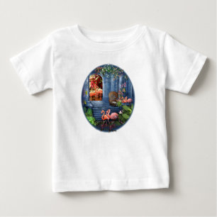 T-shirt Pour Bébé Palais Tropical Vintage de Marbre Bleu