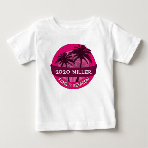 T-shirt Pour Bébé Palmier rose personnalisé nom de l'année Réunion