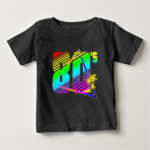 T-shirt Pour Bébé Palmiers colorés du coucher de soleil des années 8