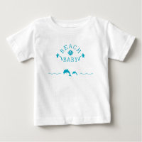 Palmiers & Dauphins T-shirt bébé bleu sarcelle pla