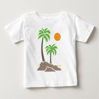 T-shirt Pour Bébé Palmiers tropicaux avec soleil sur une petite île