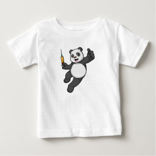 T-shirt Pour Bébé Panda à la vaccination avec seringue