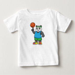 T-shirt Pour Bébé Panda aux sports avec basket-ball