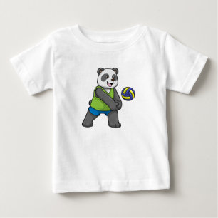T-shirt Pour Bébé Panda aux sports avec volleyball