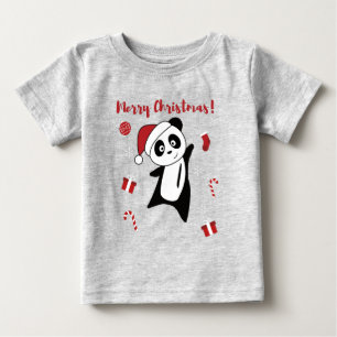 T-shirt Pour Bébé Panda Christmas Snow Winter Animals