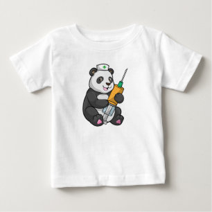 T-shirt Pour Bébé Panda comme infirmière avec seringue