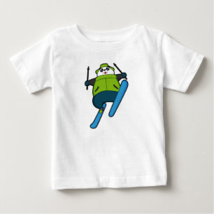 T-shirt Pour Bébé Panda comme Saut à ski avec Ski