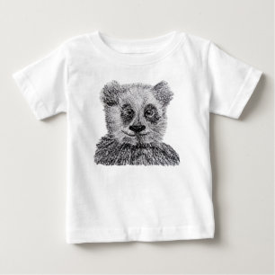 T-shirt Pour Bébé Panda Crayon Dessin Toddler Robe de Ruffler, Blanc