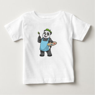 T-shirt Pour Bébé Panda en peintre avec pinceau et couleur