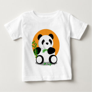 T-shirt Pour Bébé Panda mangeant la chemise en bambou