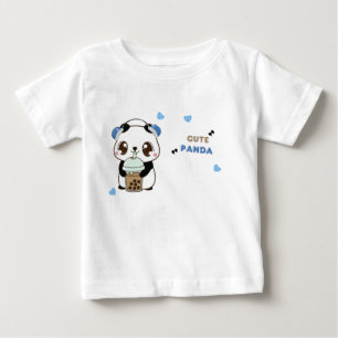 T-shirt Pour Bébé Panda Mignon avec Thé à Bulles