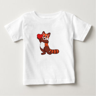 T-shirt Pour Bébé Panda rouge à l'amour avec coeur.PNG