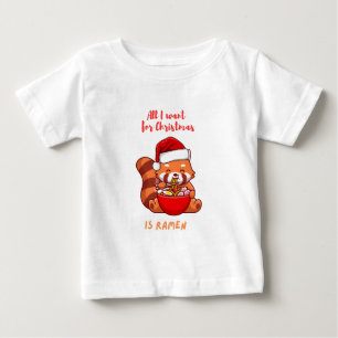 T-shirt Pour Bébé Panda rouge : Tout ce que je veux pour Noël est Ra