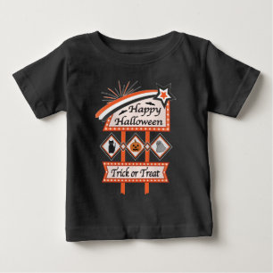 T-shirt Pour Bébé Panneau d'Halloween Vintage rétros - Tricoter ou t