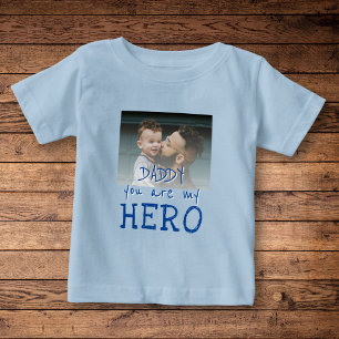 T-shirt Pour Bébé Papa tu es mon héros Typographie Papa Photo