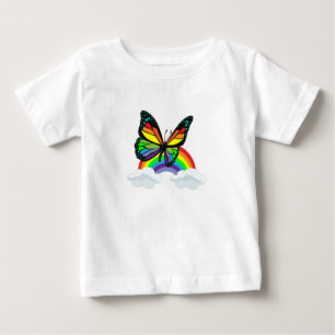 T-shirt Pour Bébé Papillon avec arc-en-ciel