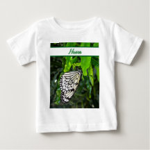 Papillon noir et blanc sur Green Custom Name