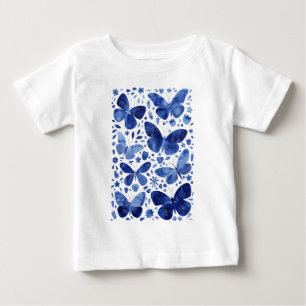 T-shirt Pour Bébé Papillons Aquarelle Bleu