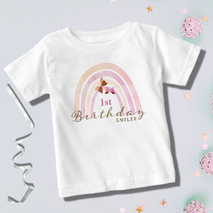 T-shirt Pour Bébé Papillons arc-en-ciel Anniversaire Pastel Pinks