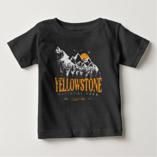 T-shirt Pour Bébé Parc national de Yellowstone Montagnes Wolf Vintag