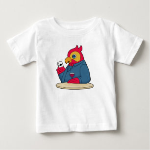 T-shirt Pour Bébé Parrot au Poker avec cartes de Poker