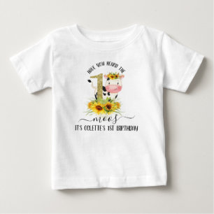 T-shirt Pour Bébé Parties scintillant d'or Fleurs de soleil de vache