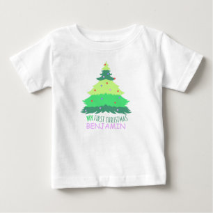 T-shirt Pour Bébé Pastel personnalisé et mignon Mon prénom de Noël