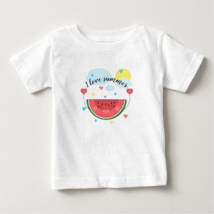 T-shirt Pour Bébé Pâte de pastèque, texte, "J'aime l'été"