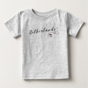 T-shirt Pour Bébé Pays-Bas Heart Flag, néerlandais