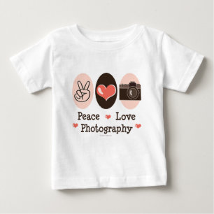 T-shirt Pour Bébé Peace Love Photography Camera Baby Long Sleeve Tee