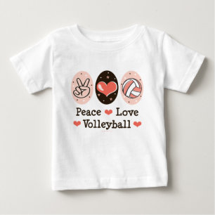 T-shirt Pour Bébé Peace Love Volleyball Infant Long Sleeve T shirt