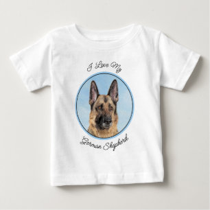 T-shirt Pour Bébé Peinture berger allemande - jolie art original chi