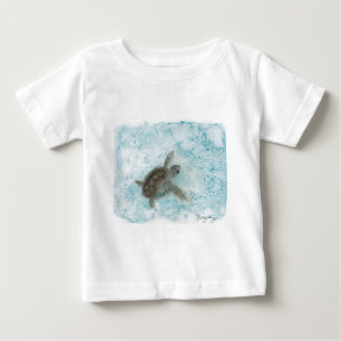 T-shirt Pour Bébé Peinture d'aquarelle de tortue
