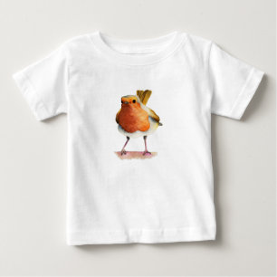T-shirt Pour Bébé Peinture d'aquarelle d'oiseau de Robin