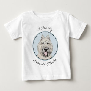 T-shirt Pour Bébé Peinture de Bouvier des Flandres - Art canin origi