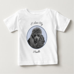 T-shirt Pour Bébé Peinture de caniche Miniature Jouet noir Art origi