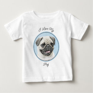 T-shirt Pour Bébé Peinture de carlin - Joli art original de chien