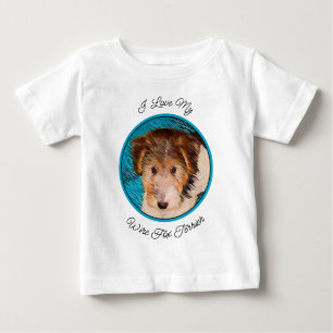 T-shirt Pour Bébé Peinture de chiot Terrier Fox - Art de chien origi