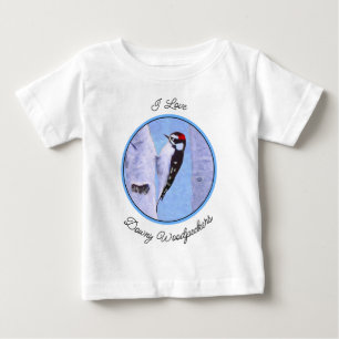 T-shirt Pour Bébé Peinture Downy Woodpecker - Art original pour oise