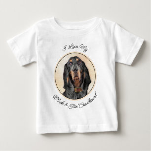 T-shirt Pour Bébé Peinture en noir et blanc - Art original Chien